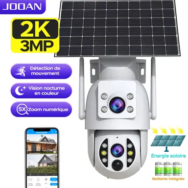 JOOAN Caméra de sécurité extérieure alimentée par énergie solaire Wi-Fi
