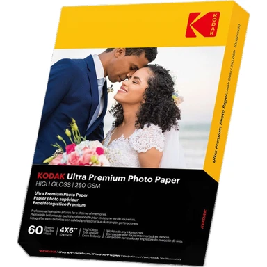 Kodak Papier photo Ultra Premium - 60 feuilles - 10 x 15 cm A6 - Finition très brillante - 280 g/m² - Compatible imprimantes jet d'encre