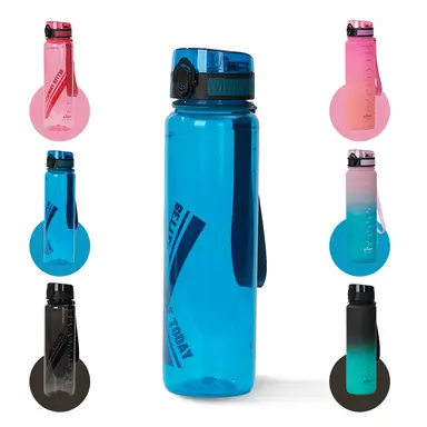 JORDAN & JUDY Tritan Sports Water Bottle with Handle, Pure Blue, 1000ml