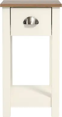 Galano Lilly Bedside Table - Slim Side Table with Drawer, Bedroom Furniture Organizer and Storage Cabinet for Hallway or Entryway – Ivory with Beaufort Oak