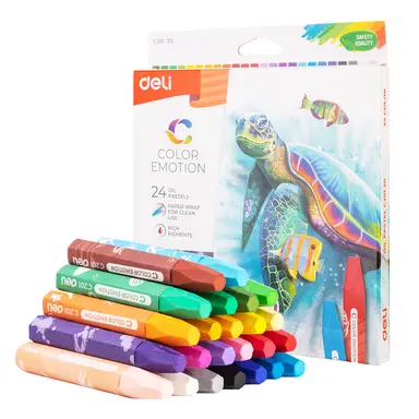 Deli Oil Pastels, Art Supplies,Assorted Colors, 24-Color Set