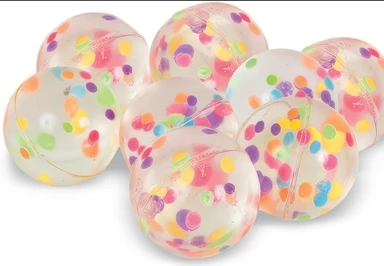 Unique Party Confetti Filled Bouncy Balls, 8 Pack