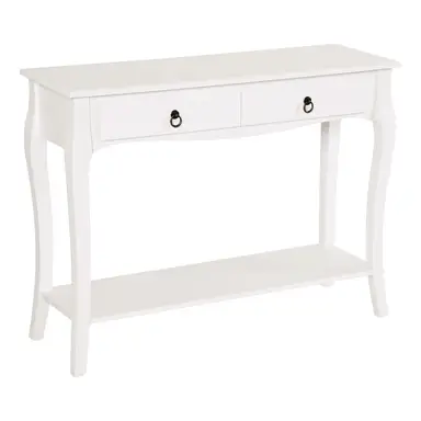 HOMCOM Console Table Modern Sofa Side Desk with Storage Shelves Drawers for Living Room Entryway Bedroom Ivory White