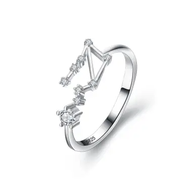 Ever Faith Cubic Zirconia Adjustable Libra Zodiac Ring Astrology Jewelry