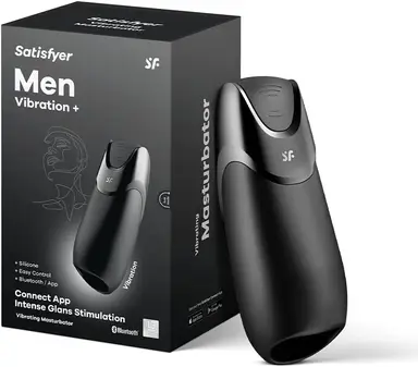 Satisfyer Men Vibration+ Masturbator mit App-Steuerung, Sexspielzeug für Männer, Taschenmuschi aus medizinischem Silikon, 14 Vibrationsprogramme, Freihändige Masturbation, Wasserdicht (IPX7), 14 cm