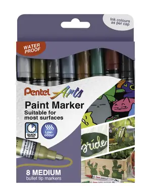 Pentel Medium Paint Marker Metallic Colours Pack of 8