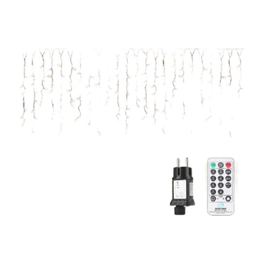 SALCAR Guirlande Stalactite Exterieur avec Télécommande, 5M 200 LED Rideau Lumineux Noel vec 8 Modes, IP44 étanche Guirlande Lumineuse Exterieur pour Fenêtre, Balcon, Jardin, Toit, Blanc Chaud