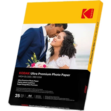 Kodak Papier photo Ultra premium - 25 feuilles - format 21 x 29,7 cm A4 - finition très brillante - 280 g/m² - compatible imprimantes jet d'encre