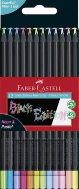 Faber-Castell Black Edition Kleurpotloden 12 Stuks Neon en Pastel in Kartonnen Etui