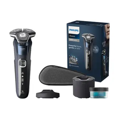 Philips Series 5000 Wet & Dry Electric Shaver for Men, Up to 60-min Cordless Run Time, Power Adapt Sensor, 360 Flexing Heads, SkinIQ, SteelPrecision Blades, Pop-Up Trimmer, Waterproof, S5885/50