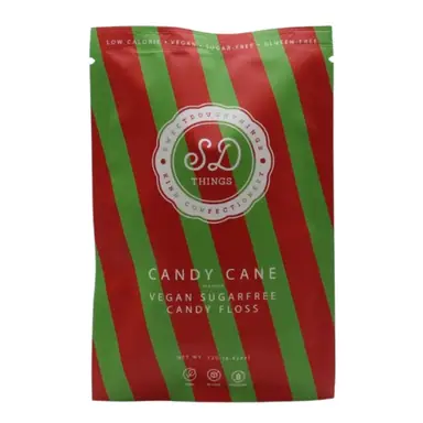 SweetDoughThings Christmas Candy Cane Sugar-Free Candy Floss Pouch 12g