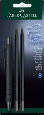 Faber-Castell Poly Ball Urban Set, Ballpoint +  Graphite pencils, Black