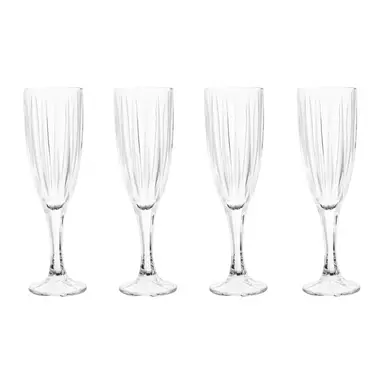 Maison by Premier Practical Set of 4 Crystal Champagne Flutes, Elegant Champagne Flutes, Durable Drink Flutes, Sleek Flutes