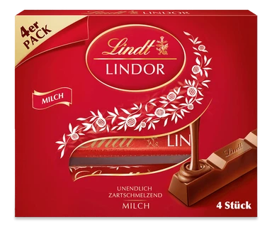 Lindt LINDOR Milchschokolade-Multipack, 100 g