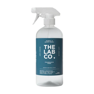 The Lab Co. Fabric & Room Spray | Eliminates Bad Odours | Neutralises Nasty Smells | Anti-Bacterial | Fragrance Free | Unscented | 500ml | Versatile Use | Daily Refresher Mist