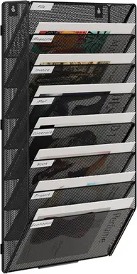 EasyPAG Wand-Aktenhalter aus Metallgitter mit 8 Fächern, A4, Schwarz, Neujahr-Aktion, Top-Geschenkideen