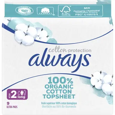 Always Always Cotton Protection Long Maandverband Met Vleugels X9