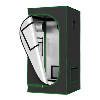 Woltu Growzelt Gewächshaus für den Innenbereich, aus Oxford-Gewebe, hochreflektierend, mit Belüftungsöffnungen und Beobachtungsfenstern, für Balkone und Garagen, schwarz, 60x60x120 cm