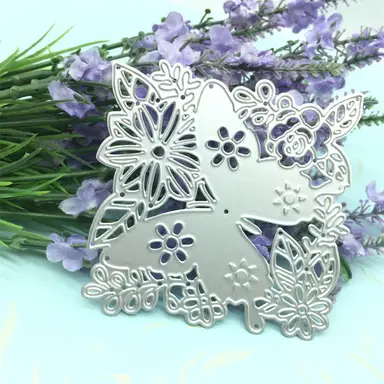 Creative for Butterfly Metal Cutting Dies Stencil Scrapbooking Embossing Tool Paper Cards Album Decoration，A butterfly and a flower