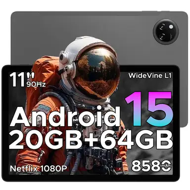 DOOGEE TAB A9+ Neuestes 2025 Android 15 Tablet, 11-Zoll-Tablet mit Gemini AI, 8580 mAh & T7200 Octa-Core Android-Tablets, 20GB+64GB/2TB LPDDR4X, 13MP+5MP, Widevine L1 | Face ID | BT 5.0 | 5G WiFi | GPS | FM | OTG, Grau