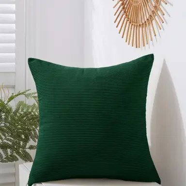 MEROPE, Polyester Corduroy Cushion Cover, 50x50cm, forest green, 1pack
