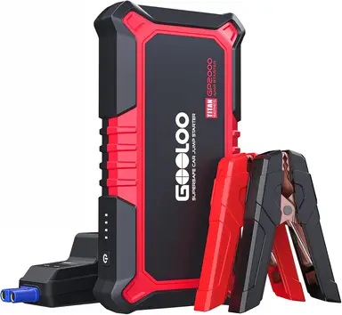 GOOLOO GP2000 Car Jump Starter Power Bank, 2000 A Tip Jump Starter, Supersafe 12 V Booster Car Jump Starter, Portable Jump Starter Mid Intelligent Jump Lead, for 8.0 L Petrol and 6.0 L Diesel
