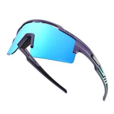 OutdoorMaster Hawk II Polarisierte Sport-Radbrille mit blauem Rahmen und Revo-Blaugläsern