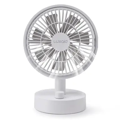 Luxaid Ventilateur de Bureau, Batterie 2000 mAh USB-C, 10 Vitesses, Oscillation 160°, Silencieux, Portable
