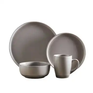 Barbary & Oak by Tower Avena Dinnerware Set 16PC, Fossil Grey