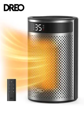 DREO Energiezuinige Ventilatorkachel - 1500W Elektrische PTC Keramische Heater, 34dB Stil, 12-Uurs Timer, 8-Laags Veiligheidsbescherming, Afstandsbediening, Atom 416