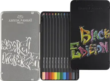 Faber-Castell Black Edition Kleurpotloden 12 stuks in metalen etui
