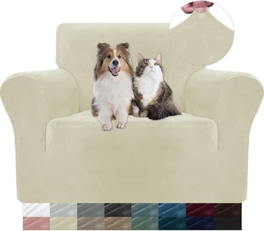 YSTYLE Stretch-Sofa-Bezug, Couchbezug für Couch und Sofa, Möbelschutzbezug für Sofa mit elastischem Boden, 1-Sitzer, YHR, Beige