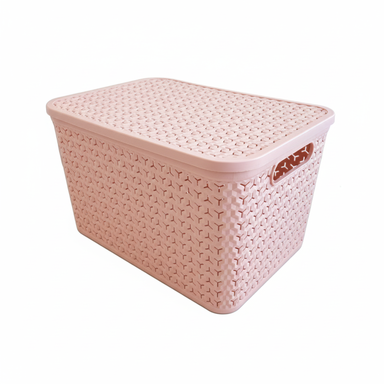 Strata Large Urban Store Basket with Lid - 24L-Blush Pink
