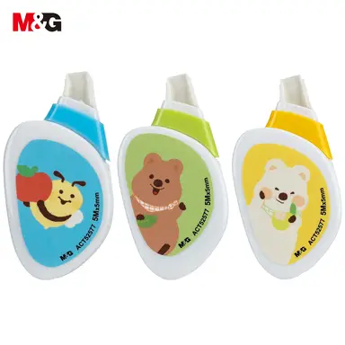 M&G KiKi QUAKKA Correction Tape, 3 Pack Cute Animal White-Out Tape, 5 m x 5 mm, Tear-Resistant Correction Tape, Smooth, Clean and Easy to Use for Office and School Supplies