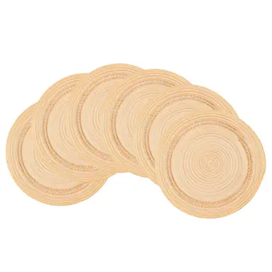 Lot de 6 Sets de Table Ronds 38cm en Maille Polyester Antidérapante Coloris Kaki Style Nordique – Idéals pour la Maison, la Cuisine et la Salle à Manger, Parfaits pour les Fêtes, Anniversaires, Mariages et Dîners