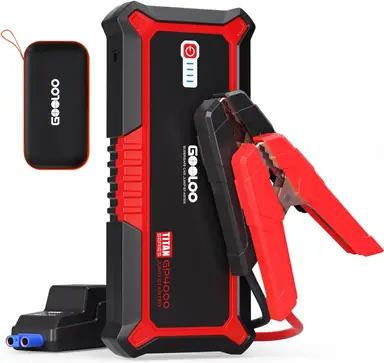 GOOLOO GP4000 Jump Starter Power Bank, 4000 A Car Jump Starter 12 V (All Petrol and Up to 10 L Diesel) Supersafe Power Bank Jump Starter with LED, Portable Car Battery Booster with Jump Cable