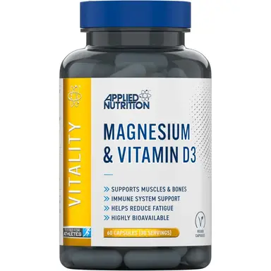 Applied Nutrition Vitality Magnesium Plus Vitamin D3 - 60Vegan Capsules