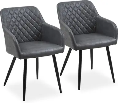 CLIPOP Grey Velvet Dining Chairs Set of 2 Upholstered Living Room Armchair with Metal Legs Reception Leisure Corner Chair for Lounge grey 0016gy 41*51*83 cm