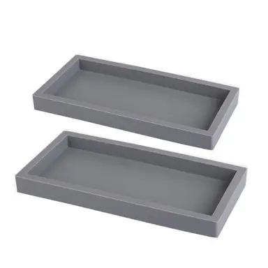 JORDAN&JUDY 2-Pack Gray Silicone Tray, Soft Material, Essential Bathroom Organizer