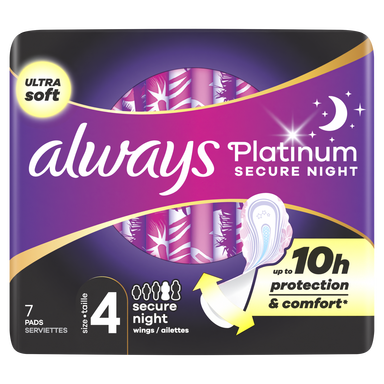 Always Platinum Secure Night (maat 4) met vleugels maandverband 7 stuks - maandverpakking