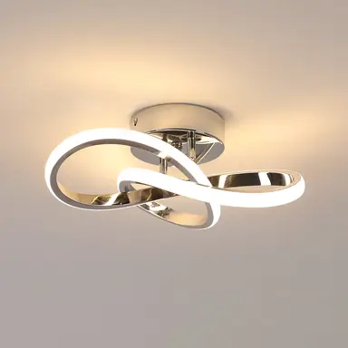 Goeco Moderne LED-Deckenleuchte 30W Chrom Blumenform 4500K Natürlich Weiß für Schlafzimmer Wohnzimmer Küche Flur