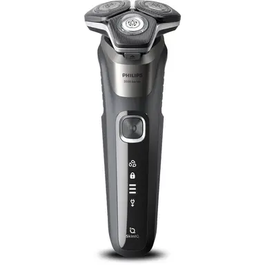 Philips Rasierer mit SkinIQ-Technologie, SteelPrecision-Klingen, 360°-bewegliche Scherköpfe, PowerAdapt-Sensor, 60 Min. Laufzeit, inkl. Reinigungsstation, S5887/69