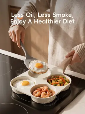 PURECOOK Marble Coated Frying Pan Series | Aluminum | Marble Coated 4-Cup Egg Frying Pan