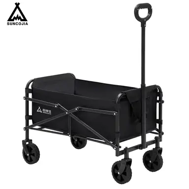 SUCOJIA Foldable Cart Foldable Cart with Wheels Folding Cart for Beach Camping Sports  Holders Lightweight and Portable Black/Black/10.6lbs (Approx. 4.8kg)