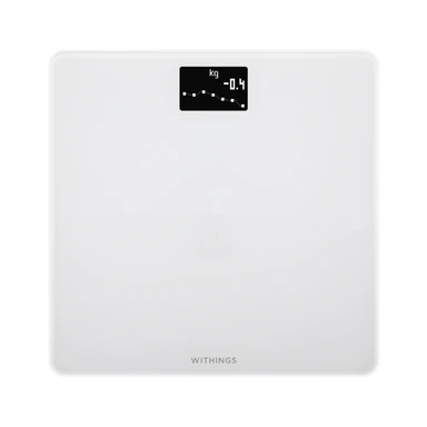 Withings Body Wi-Fi Weight & BMI Scale – Wi-Fi Sync, 8-User Recognition, Tempered Glass Top – White, Body