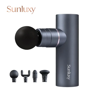 Sunluxy CM20C Electric Handheld Massager Gun – 76W Power, 9-Hour Battery Life, 5 Speed Levels & 4 Massage Heads, Compact Deep Tissue Percussion Massager