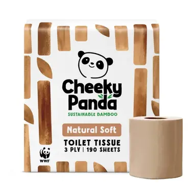 The Cheeky Panda Silky Soft Natural Colour 3 Ply Toilet Tissue 9 Rolls