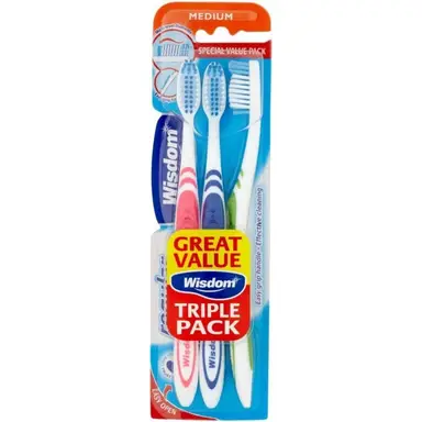 Wisdom Regular Toothbrushes Fresh Medium  3 Pack