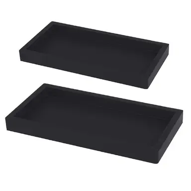 JORDAN&JUDY 2-Pack Black Silicone Bathroom Tray Set (Large + Small), Cosmetic Organizer