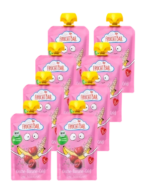 FruchtBar Bio-Fruchtpüree Kirsche, Banane, Haferflocken 8 x 100 g